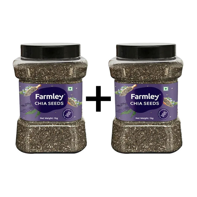 Farmley Premium Natural Chia Seeds Jar Rich In Protein & Fiber 1 kg X 2 Combo