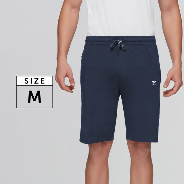 XYXX Ace Cotton Modal solid Shorts | 2 Side Pocket with zip | Dress Blue- M