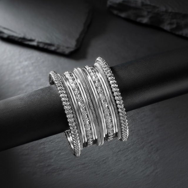 Peora Traditional Antique Look Oxidised Silver Plated Metal Bangle