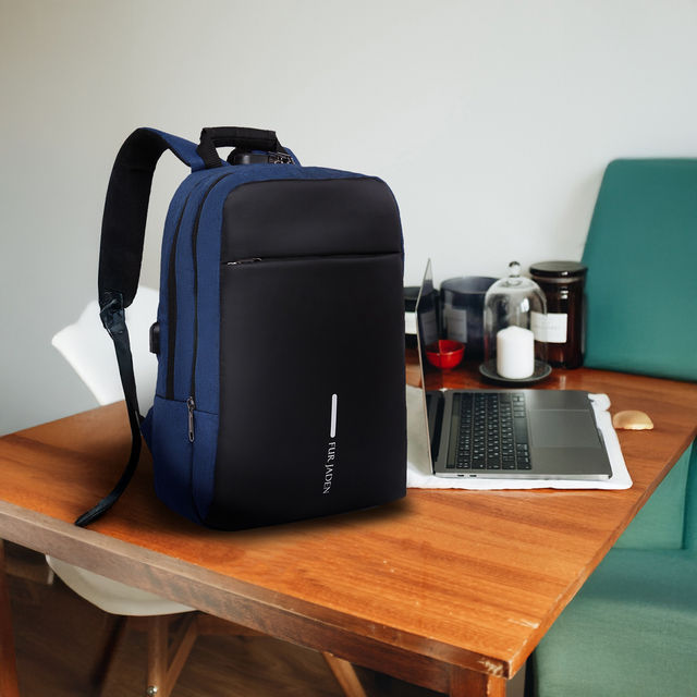 Fur Jaden 22 L Navy Anti-Theft Backpack with USB Port and Number