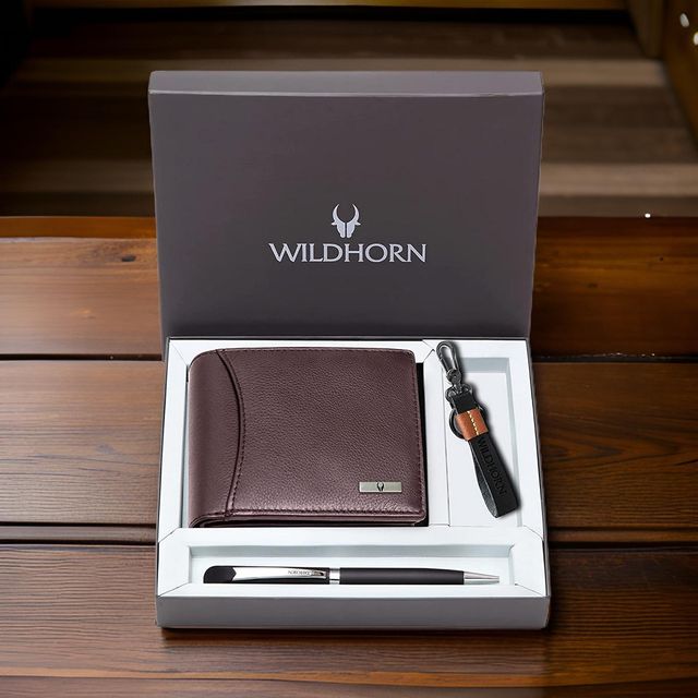 Wildhorn Men's Solid Genuine Leather Gift Set - Buy at ₹729