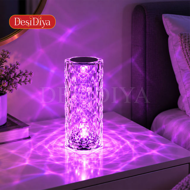 DesiDiya Crystal Lamp,16 Color Changing Rose Diamond Table Lamp