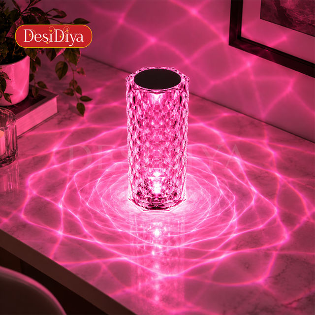 ローズのランプ DesiDiya Crystal Lamp,16 Color Changing Rose Diamond Table Lamp