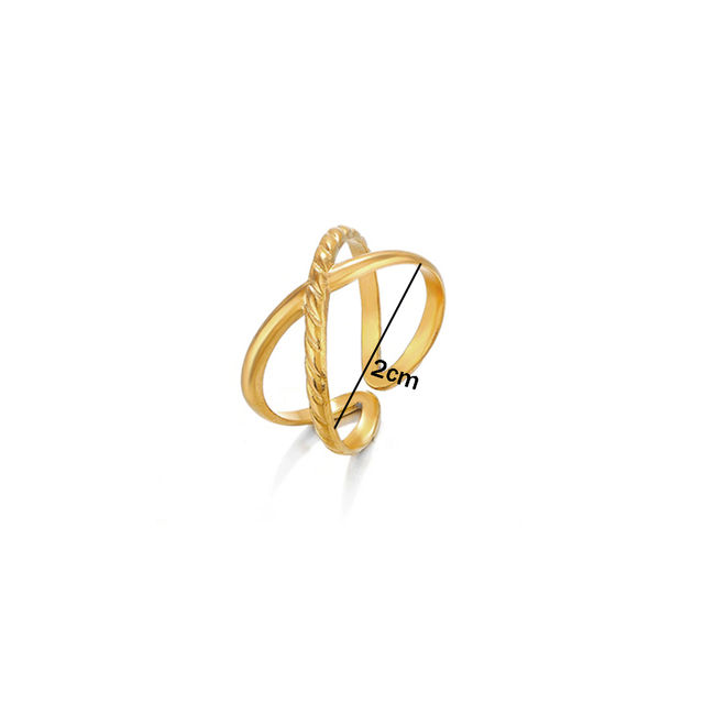 Label She Gold-Plated Stainless Steel Cross Shaped Adjustable Ring