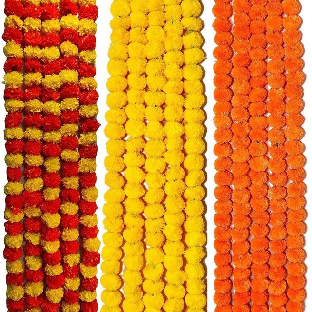 Artificial Marigold Flowers Garland - Assorted