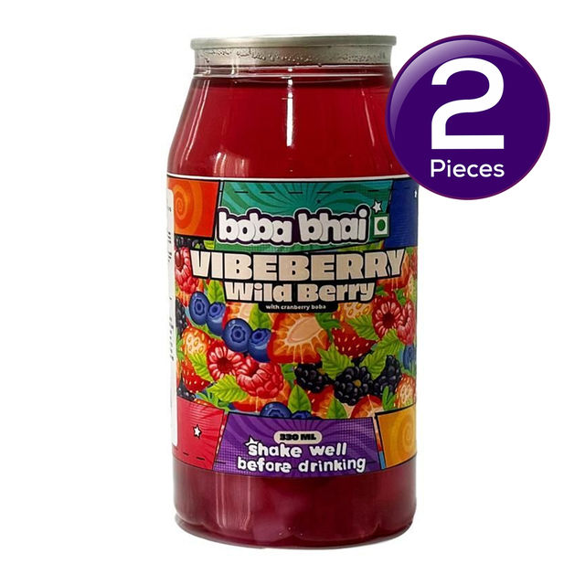 Boba Bhai Vibeberry Wild Berry Bubble Tea With Cranberry Boba and Nata de Coco 330 ml X 2 Combo