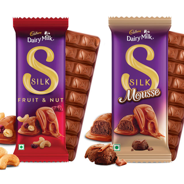 Cadbury Dairy Milk Silk Mousse Chocolate Bar 50 gms & Dairy Milk Silk Fruit & Nut 55 gms Combo