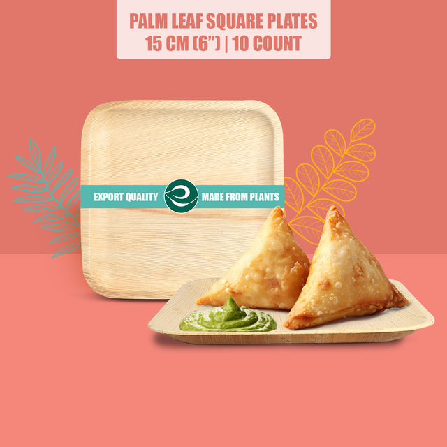 Eco Soul 6 inch Square | 10 Count | Palm Leaf Plate