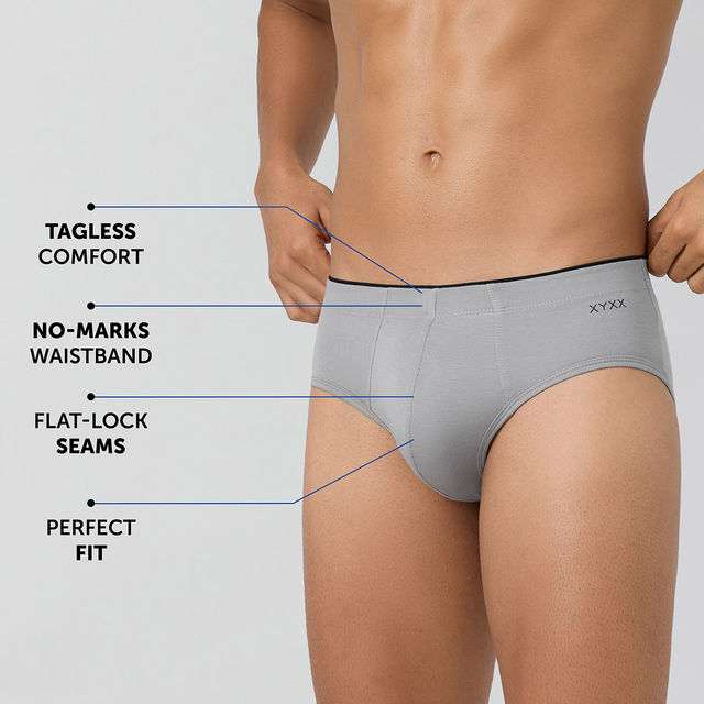 XYXX Men's Uno Modal Briefs pack of 2, Black & Heather Grey - Buy