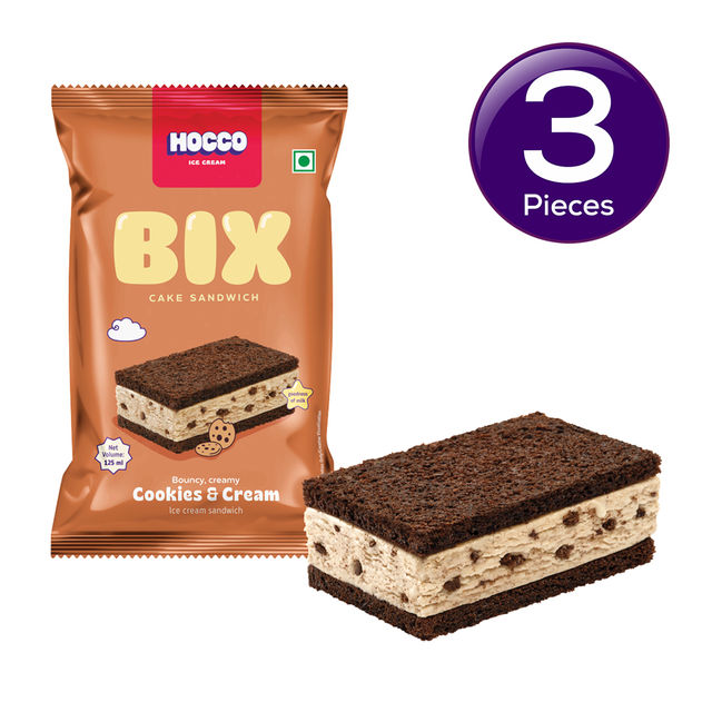 Hocco Bix Cake Cookies & Cream Ice Cream Sandwich 125 ml Combo