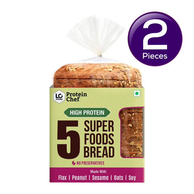 Protein Chef 5 Super Foods Multigrain Brown Bread (Zero Maida, High Protein) Made with MP Sharbati 270 g Combo