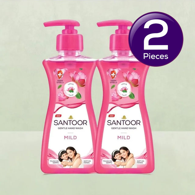 Santoor Mild Gentle Anti-Bacterial Hand Wash With Natural Goodness of Lotus and Tulsi Combo