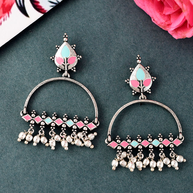 Voylla Bagh E Fiza Enamel Embellished Brass Earrings