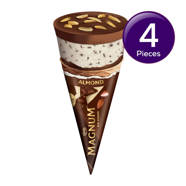 Kwality Wall's Magnum Almond Cone Ice Cream 74 g X 4 Combo