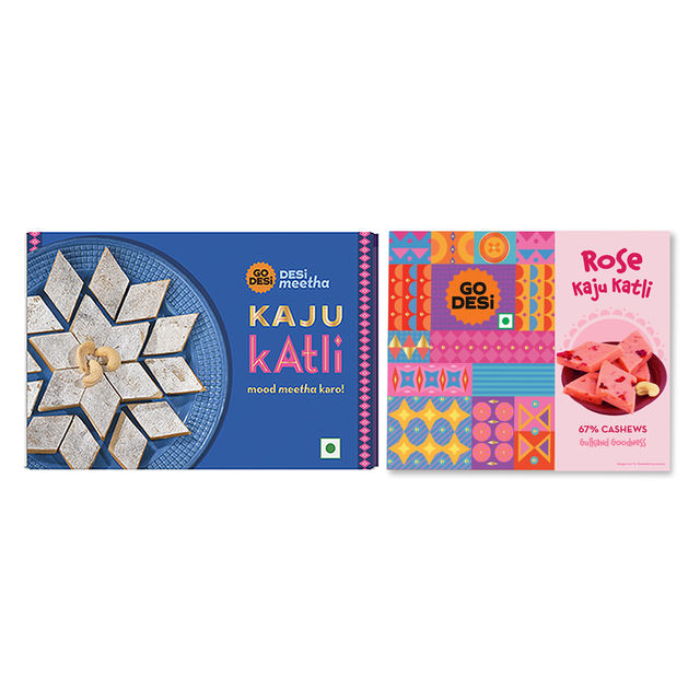 Kaju Katli Classic | Kaju Barfi | Sweets | By Go Desi (200g) & Rose Kaju Katli, Barfi, Sweets By Go Desi (200g) Combo