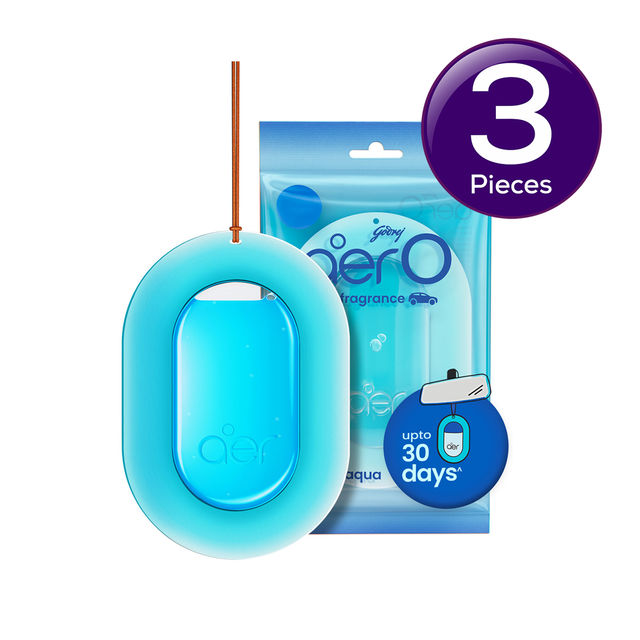 Godrej Aer O - Hanging Car Air Freshener - Cool Aqua 7.5 g X 3 Combo