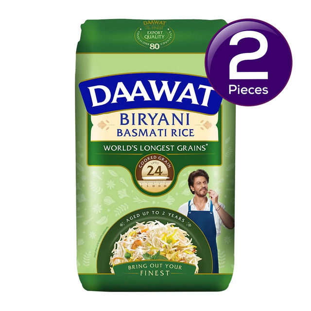 Daawat Biryani Basmati Rice | Long Grain 1 kg X 2 Combo
