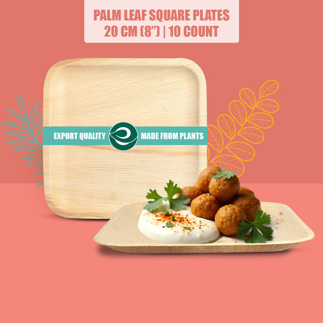 Eco Soul 8 Inch Square | 10 Count | Palm Leaf Plate