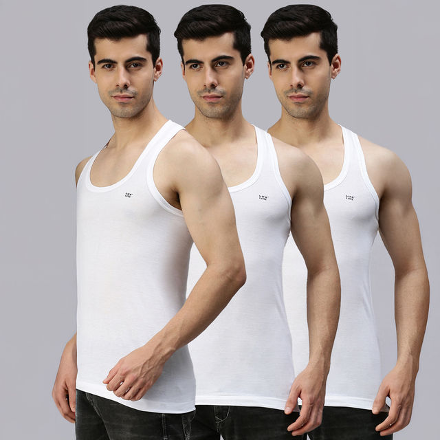 Lux Cozi Men's White Cotton Vest - Buy at ₹428 Online | Instant