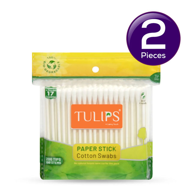 Tulips Paper Stick Cotton Buds Zipper Bag Combo