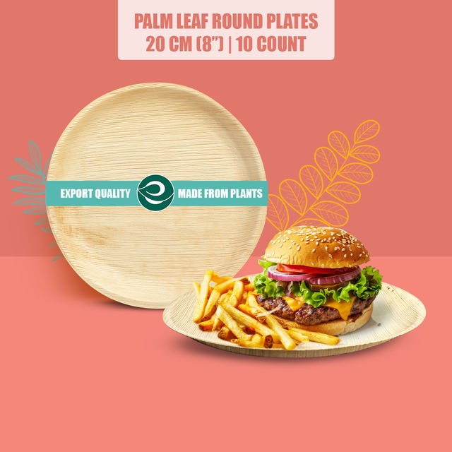 Eco Soul 8 Inch Round | 10 Count | Palm Leaf Plate
