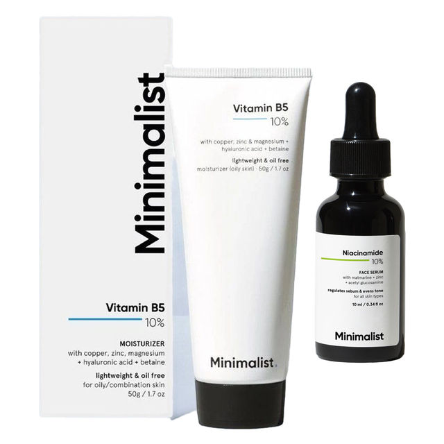 Niacinamide 10% With Matmarine + Zinc + Acetyl Glucosamine(10ml) & Minimalist 10% Vitamin B5 Oil-Free Face Moisturizer Gel(50gms) Combo