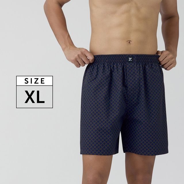 XYXX Men's Cotton Printed Boxer Shorts with Side Pockets, Blue