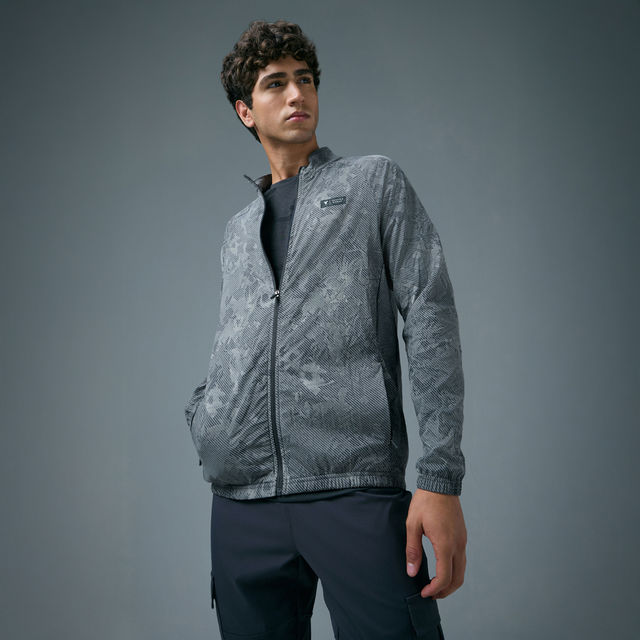 Technosport Men's Printed Slim Fit Mock Neck Sports Jacket - Buy
