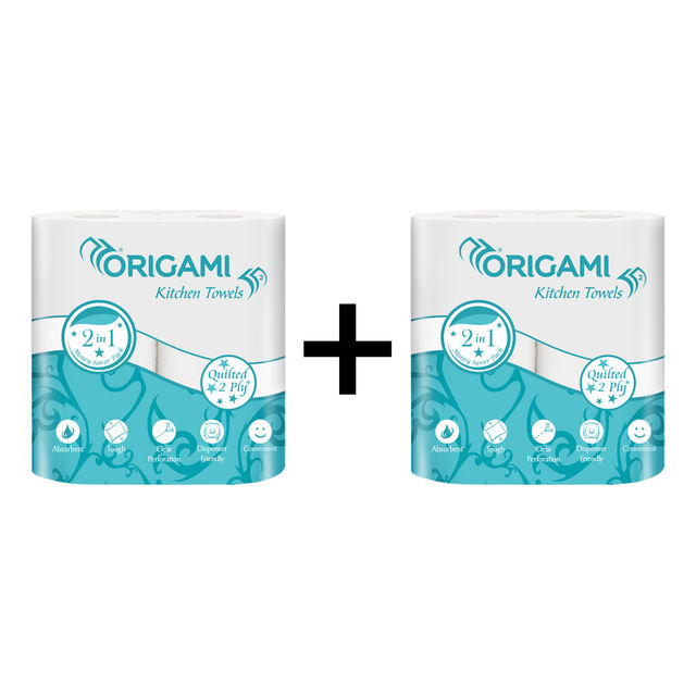 Origami Kitchen Towels 2 In 1 Quilted 2ply 2 pc X 2 Combo