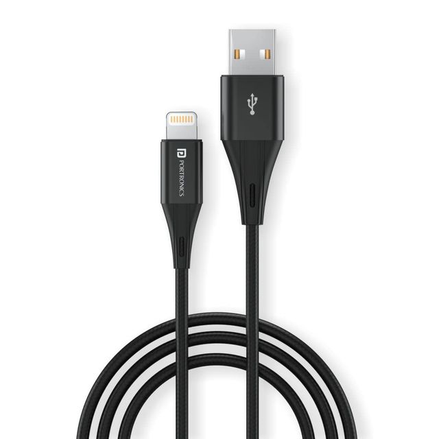 Portronics Konnect B+ POR 1392 8 Pin USB Cable Black Nylon Braided