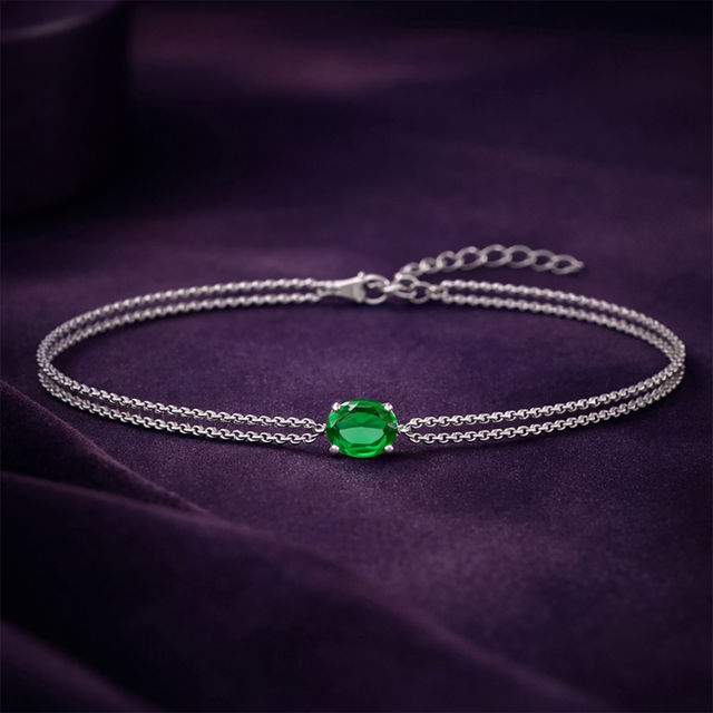 Clara 925 Silver Platinum Plated Swiss Zirconia Green Solitaire