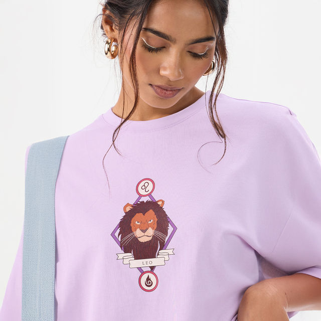 The Souled Store Women's Zodiac Leo Oversized T-shirt - Buy at