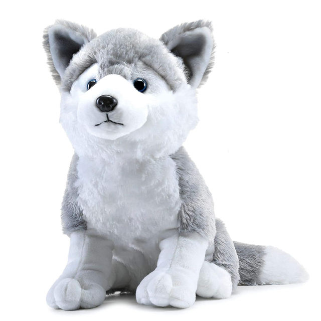 Webby Plush Husky Dog Stuffed Animal Puppy Soft Toy, Adorable Gifts for Kids and Adult, 30CM (Grey)