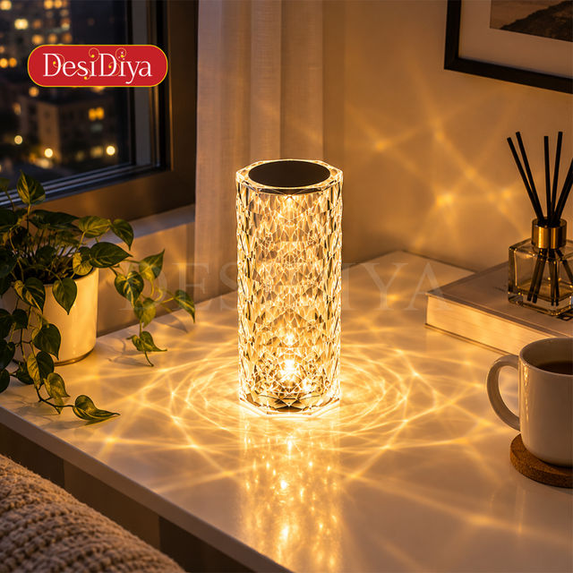 DesiDiya Crystal Lamp,16 Color Changing Rose Diamond Table Lamp