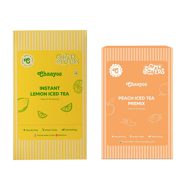 Chaayos Lemon Instant Tea Premix - Refreshing Welcome Drink (10pc) & Chaayos Peach Instant Tea Premix - Refreshing Welcome Drink (1pc) Combo