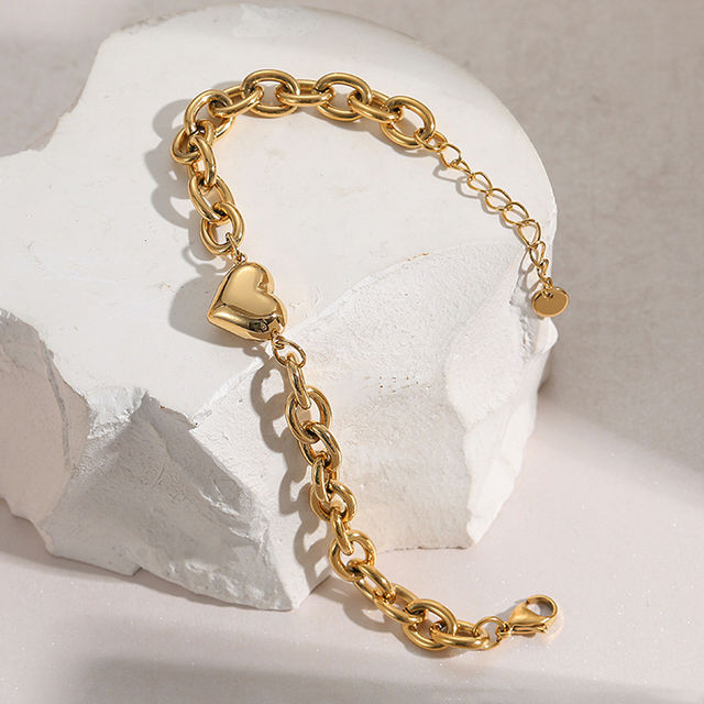 Label She Gold Plated Stainless Steel Heart Themed Bracelet - Buy