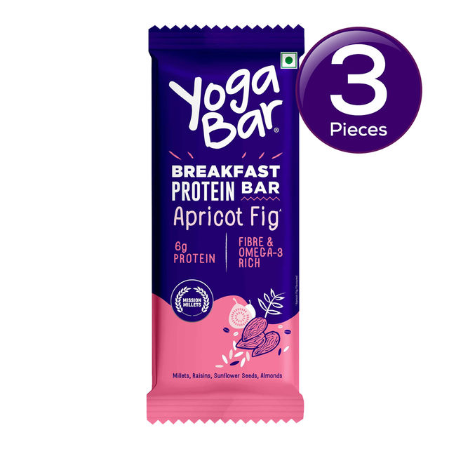 Yoga Bar Breakfast Protein Bar Apricot Fig, Fibre & Protein Rich Granola Bar 45 g Combo