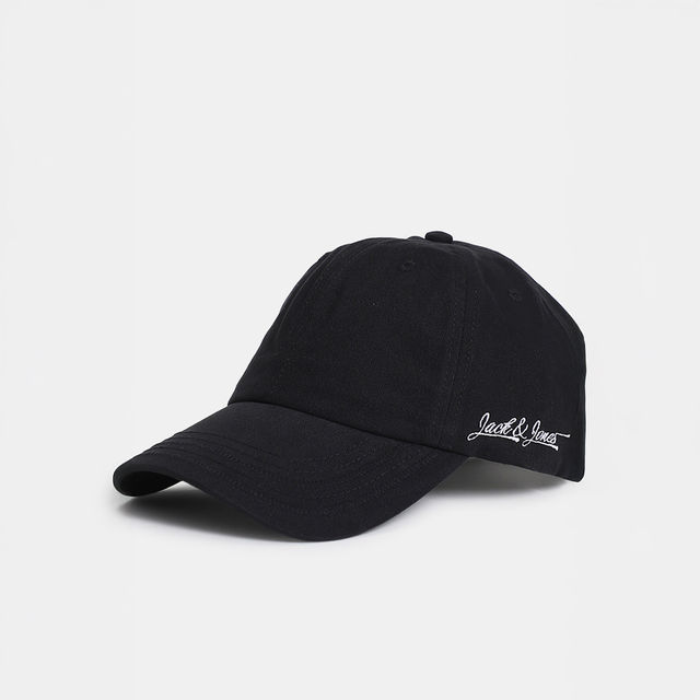 JACK & JONES Black Cotton Baseball Cap, Jet Black - One - Buy at