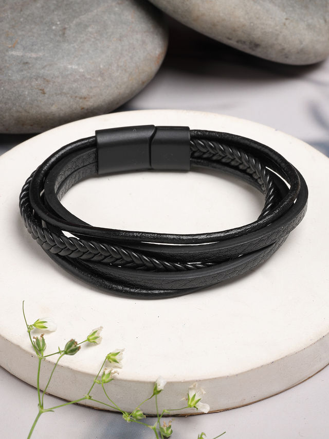 PRY Sculpted Leather Buckle Bracelet 黒 PRY Sculpted Leather