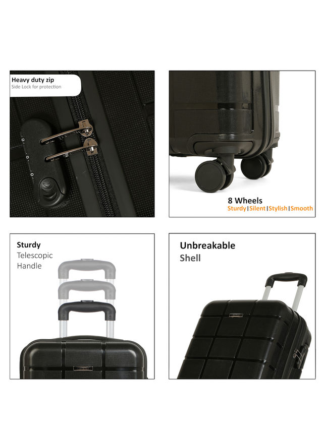 Teakwood Leathers Unisex Solid Hard Sided Cabin Size Trolley Bag