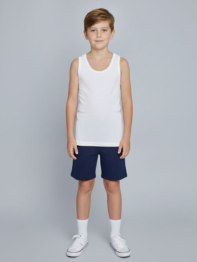 ё BIOTOP linen compact vest white Lux Cozi Boy's Cloud-Soft White Vest - Buy at ₹154 Online