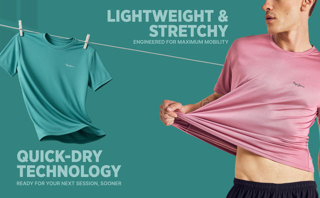 Buy Pepe Jeans Men's Dry Fit Gym T-Shirt Blue S Online Price