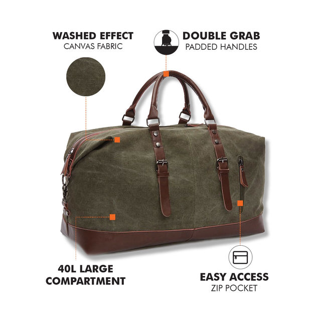 Fur Jaden Green 36 L Water Resistant Canvas Weekender Travel