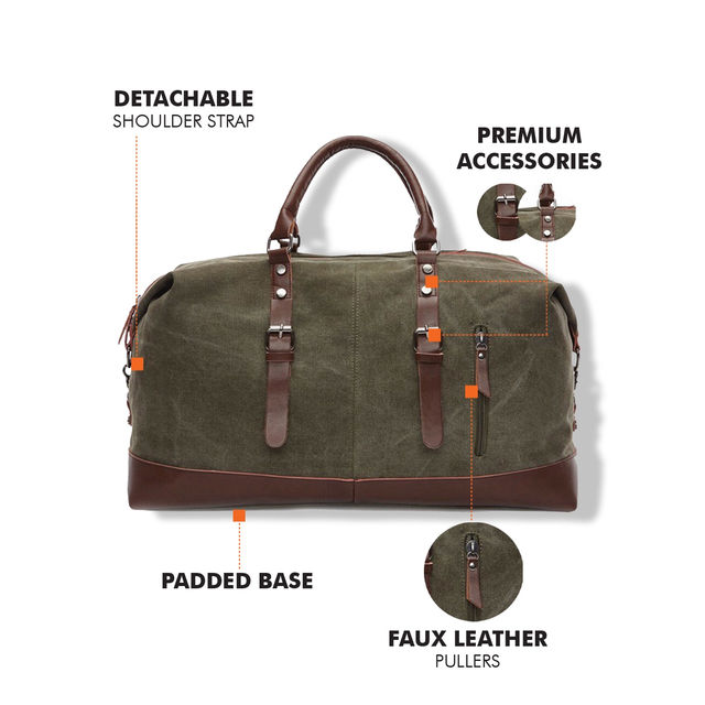 Fur Jaden Green 36 L Water Resistant Canvas Weekender Travel