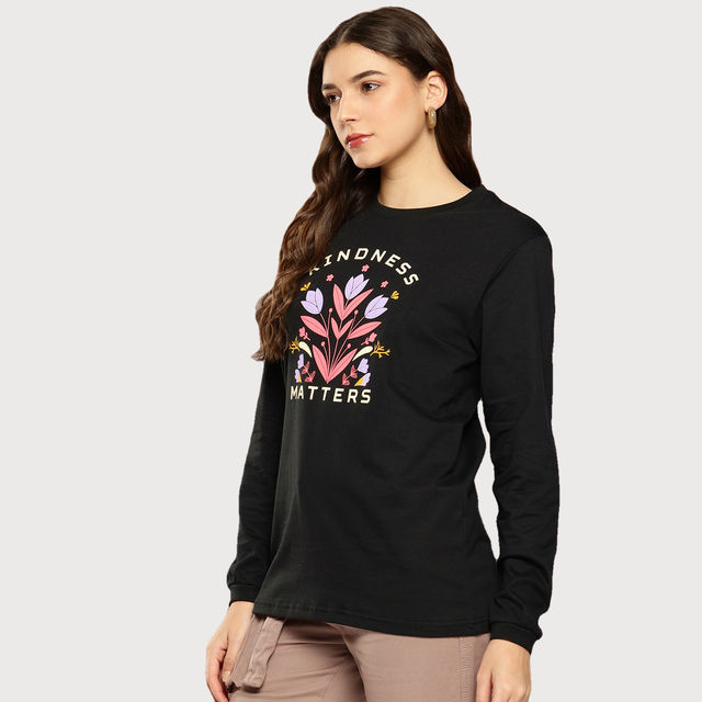 MGA Autumn Long Sleeve T-shirt 2022 黒 Dillinger Women's Long Sleeve Oversized T-shirt - Buy at ₹489