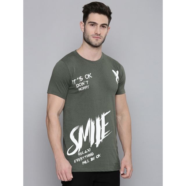 zechito プリント Tシャツ オリーブ Smartees Mens Printed Tshirt Olive Green - Buy at ₹109 Online