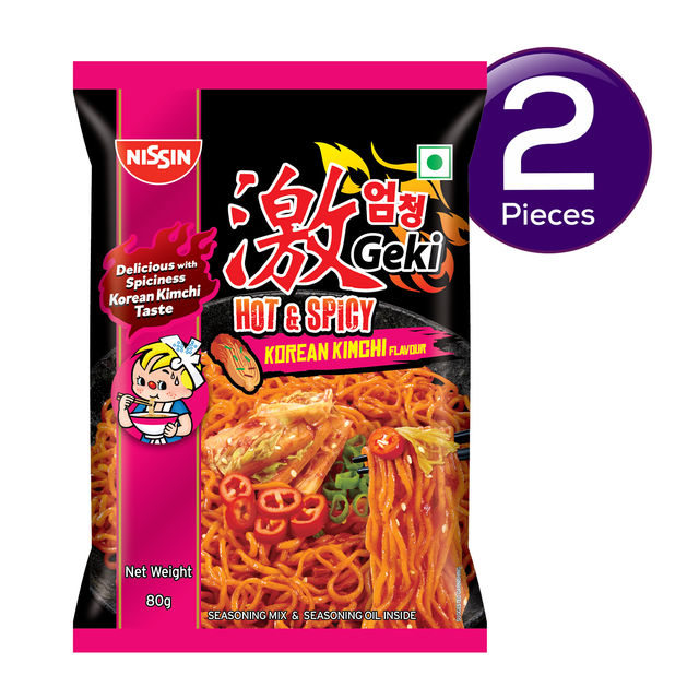 Indo Nissin Geki - Hot and Spicy Korean Kimchi Flavoured Ramen Instant Noodles 80 g Combo