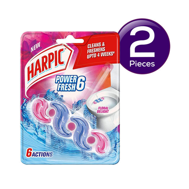 Harpic Power Fresh 6 Toilet Cleaner Rim Block Floral Delight 35 g Combo