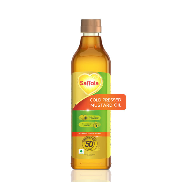 Saffola Cold Pressed Mustard Oil | 100% Cold Pressed Mustard Seed Oil | Helps Manage Cholesterol