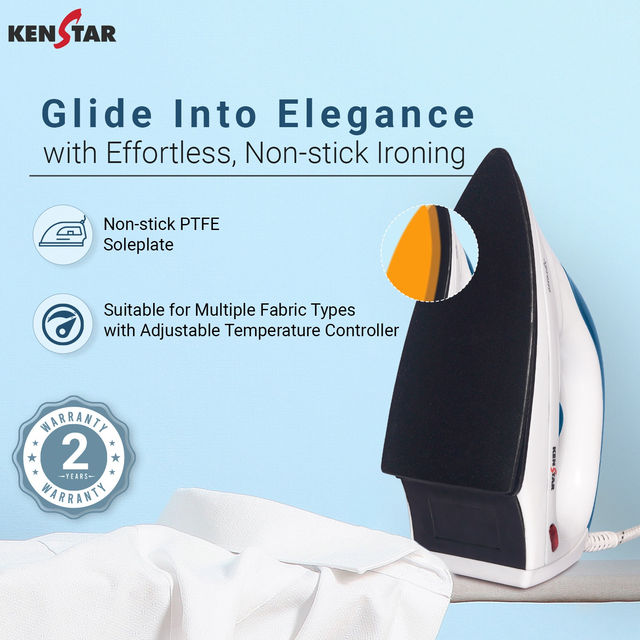 Kenstar Xpresso 1000 W Dry Iron Quick Heat Up, Anti Bacterial Dual